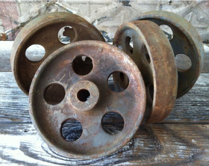 Antique Industrial Factory Cart Wheels