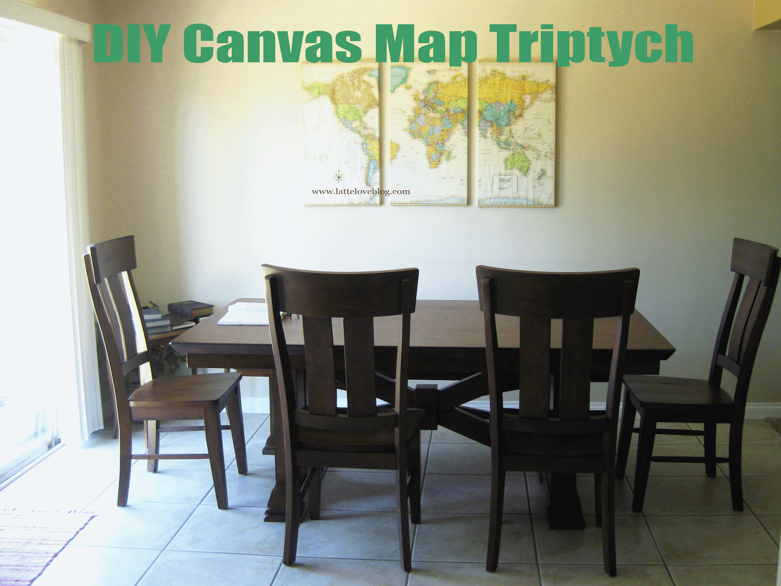 Latte Love Diy World Map Wrapped Canvas Triptych