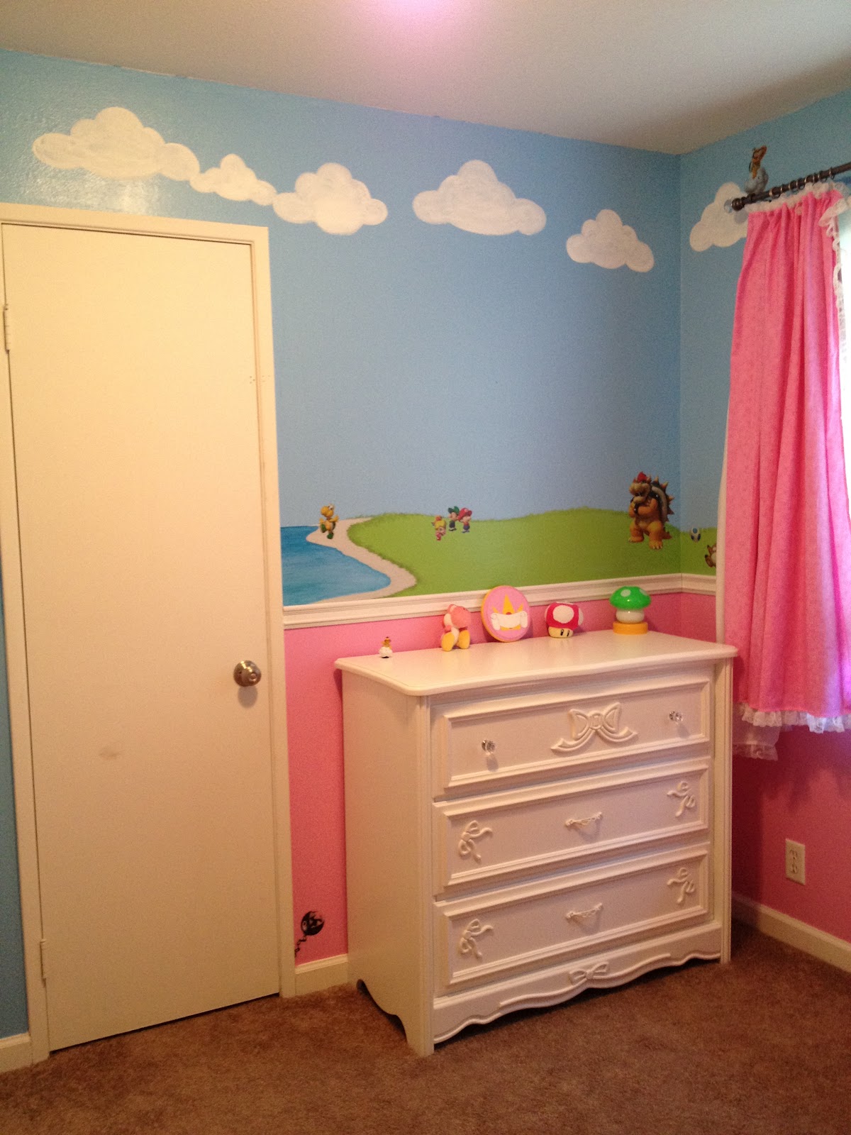 Super Mario Princess Peach Nursery Bedroom Walls