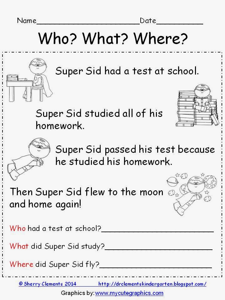 Dr. Clements' Kindergarten : Reading Comprehension (FREEBIE)