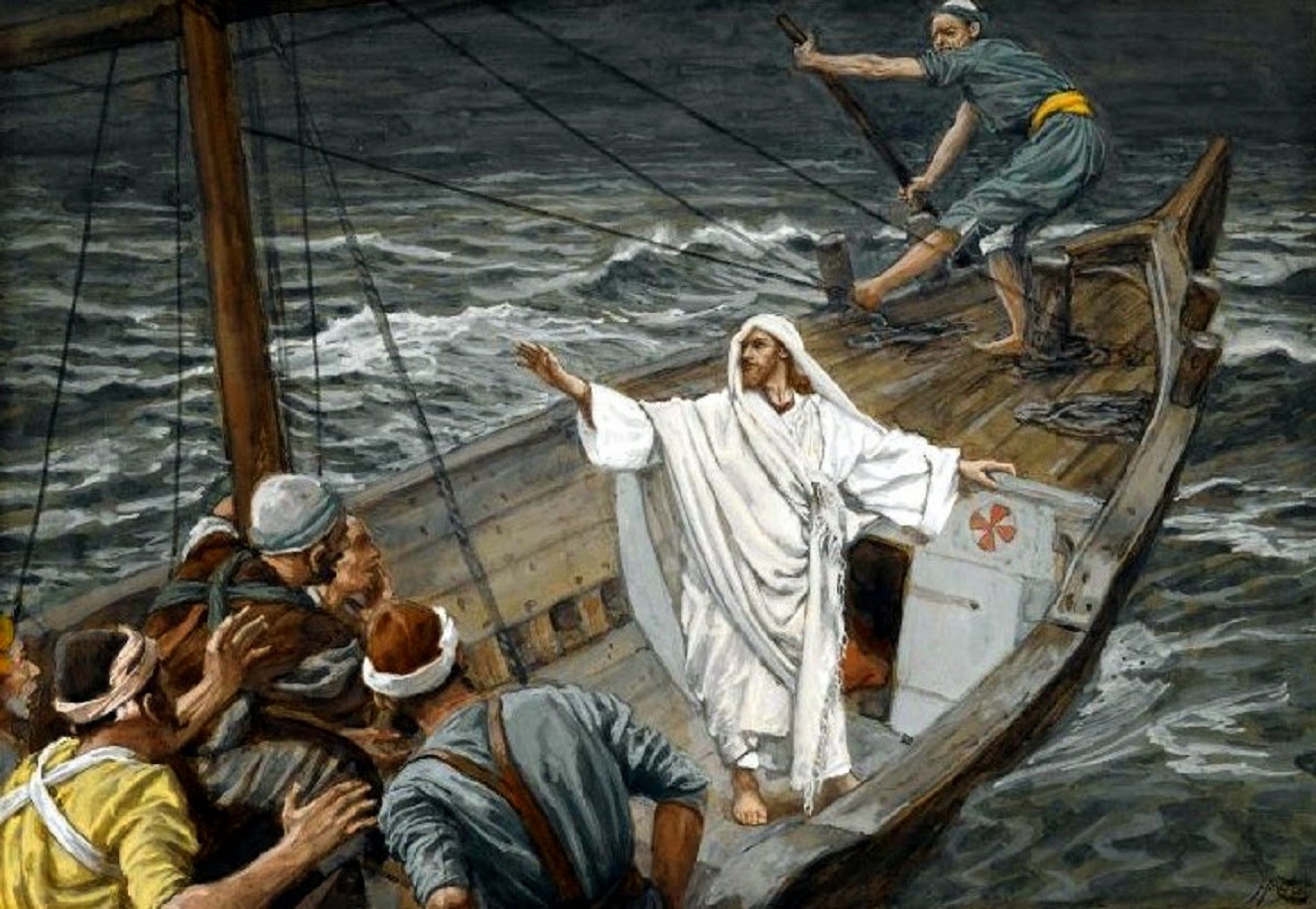 Resultado de imagen para jesus dormia en la barcacuando se desato una tormenta