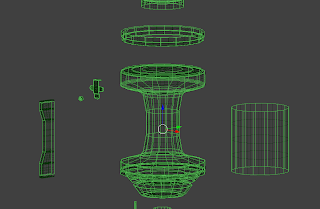 Image shows how the high poly and low poly meshes are overlapped ready for baking