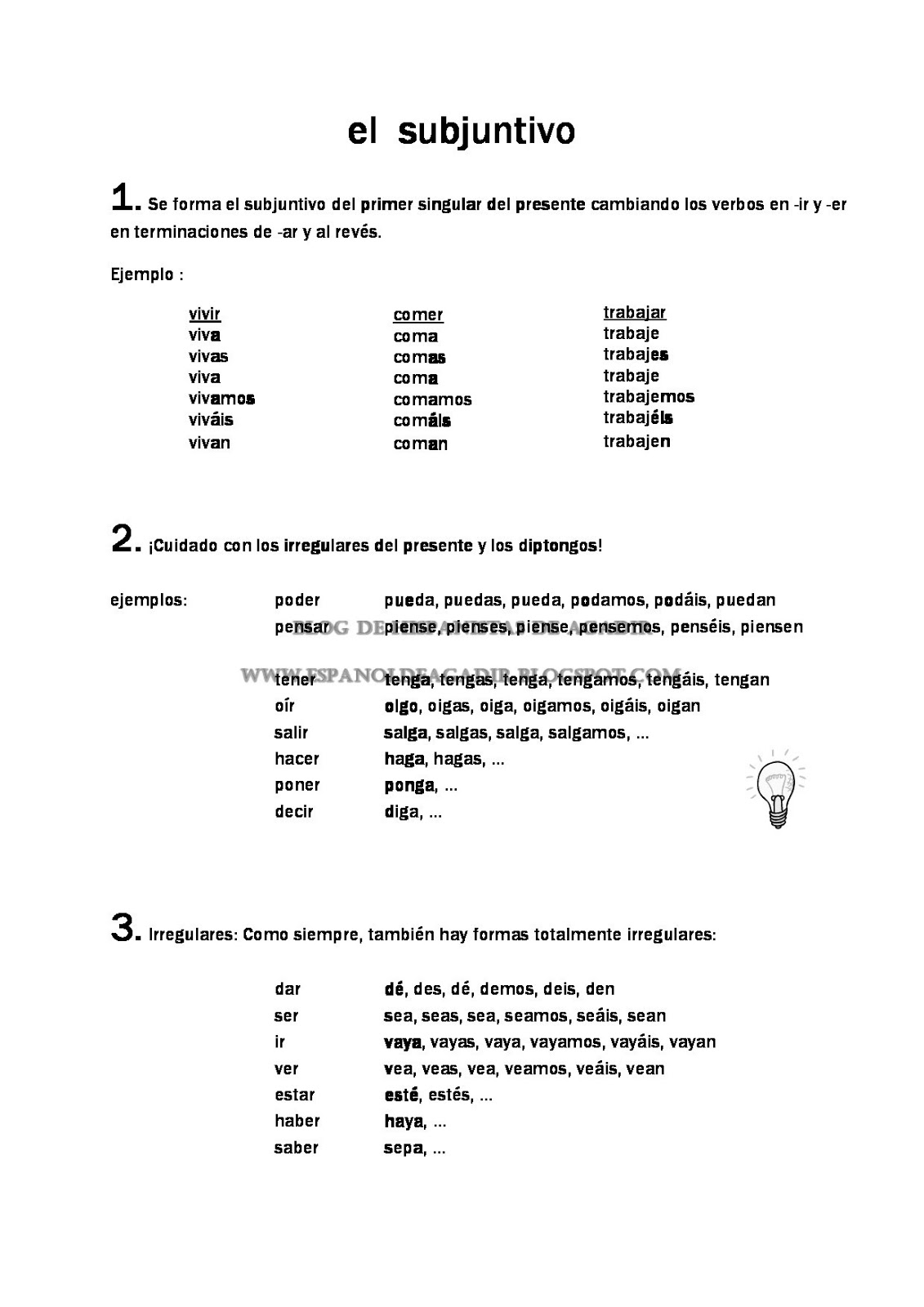 El Presente De Subjuntivo Aprender Espanol Ensenando Espanol Vocabulario Espanol