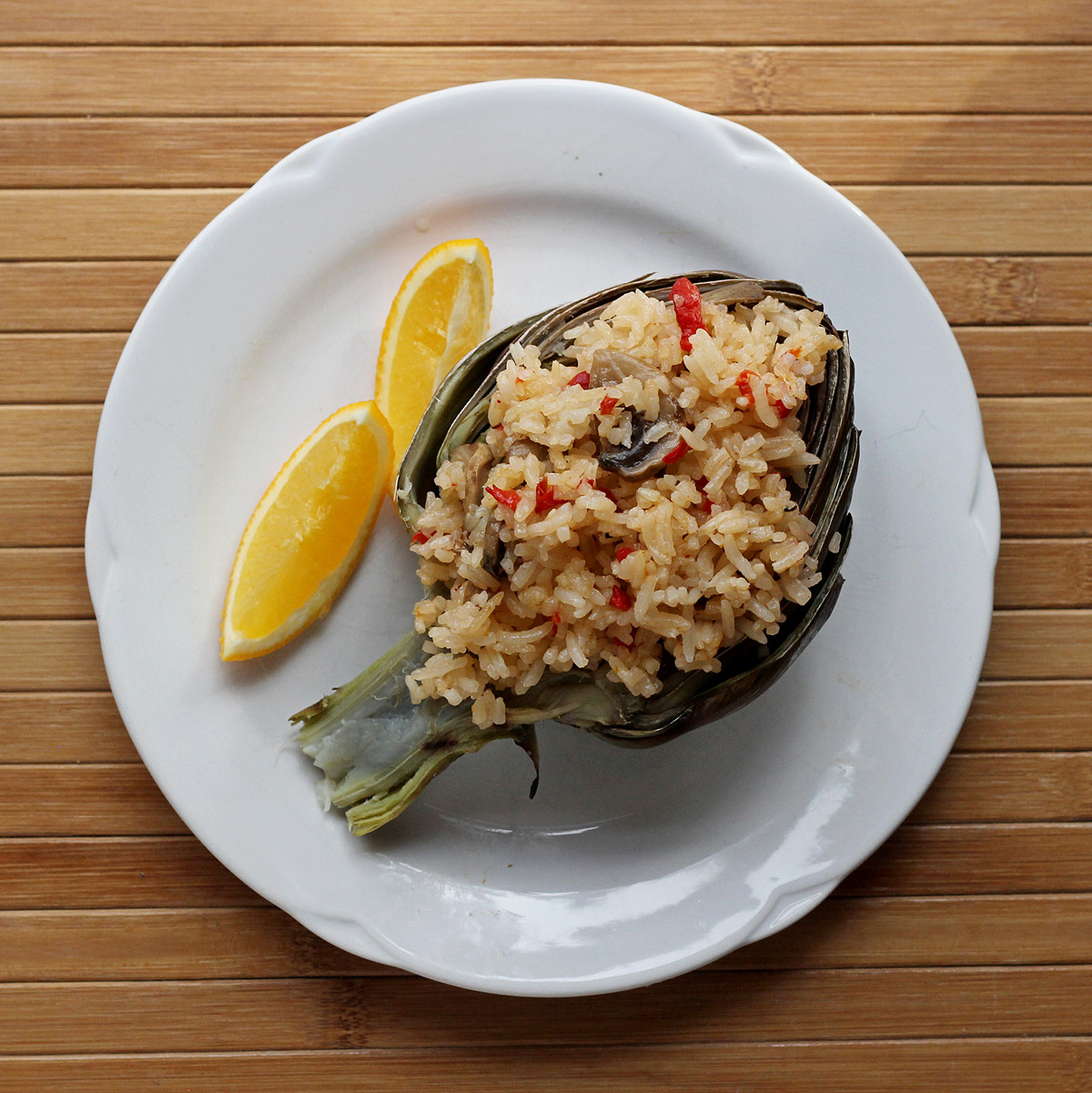 Cookistry Artichokes with Lemon Rice a meatless meal for Vegetarian