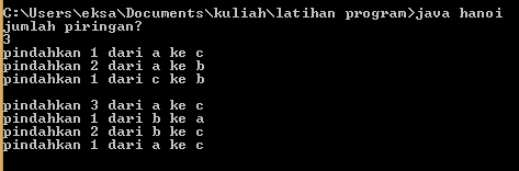 Regalaria Kode Java Menara Hanoi Dengan Rekursif Contoh Output