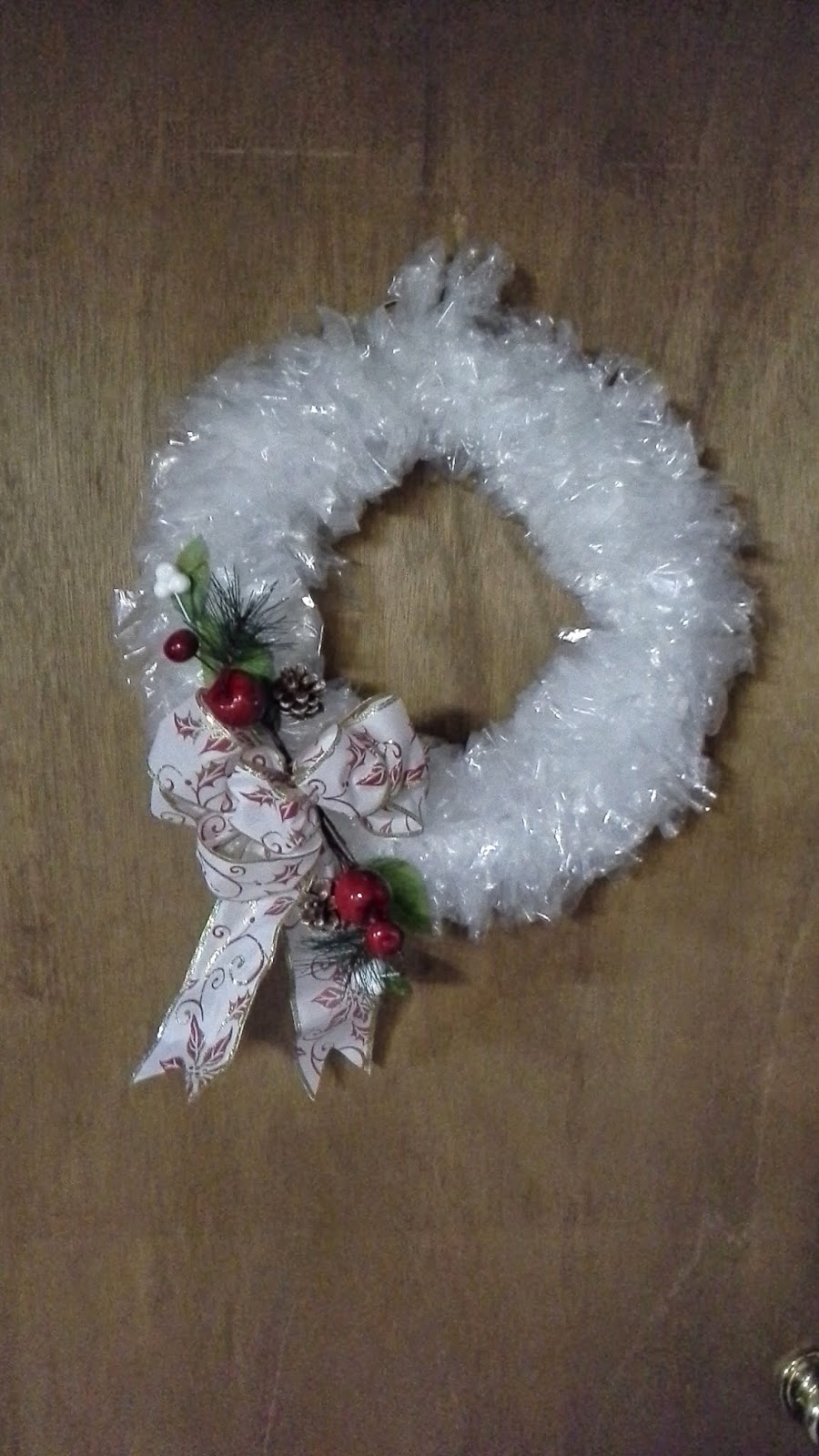 It's So Much Fun Watchin' God recycled plastic bag wreath