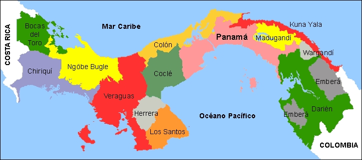 Mapas del Mundo: Mapa de Panamá con los nombres