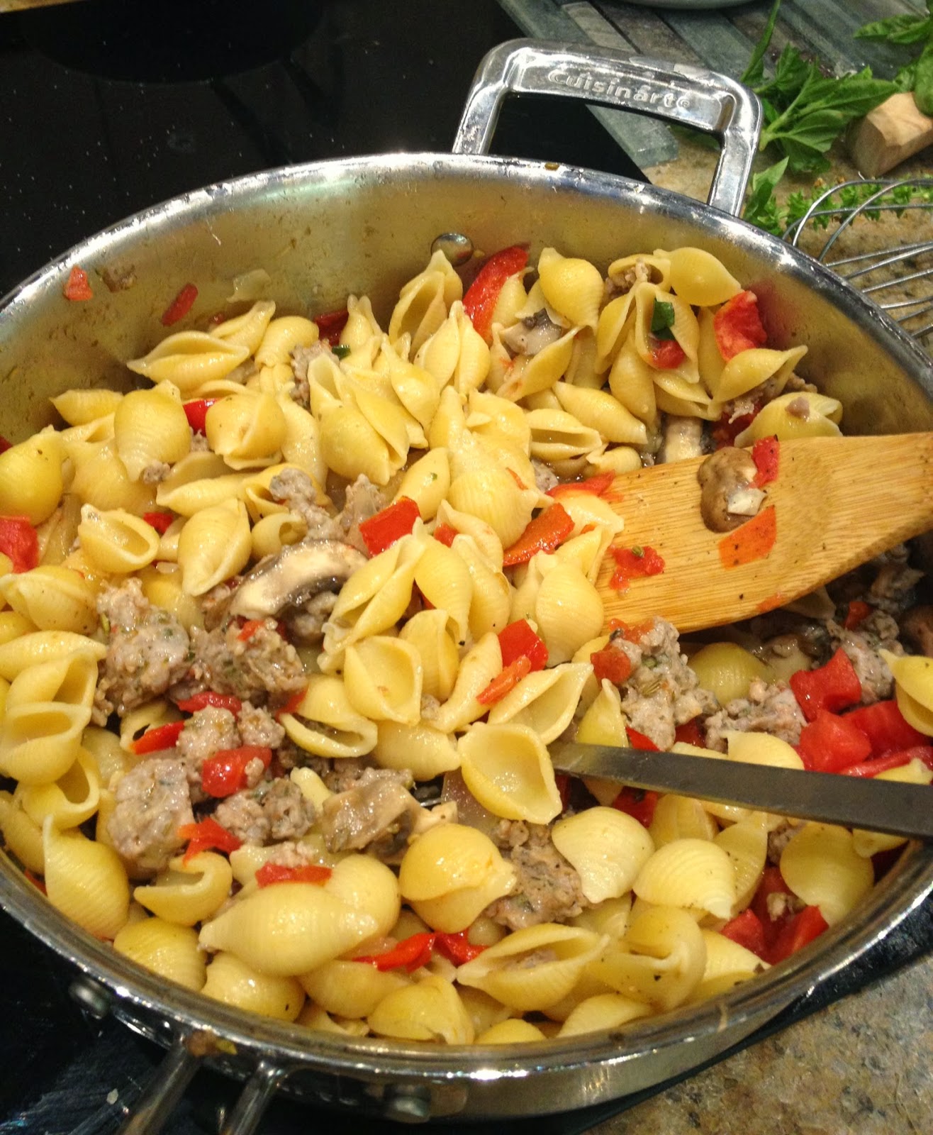 Food Wonk Italian Sausage and Pasta in Broth