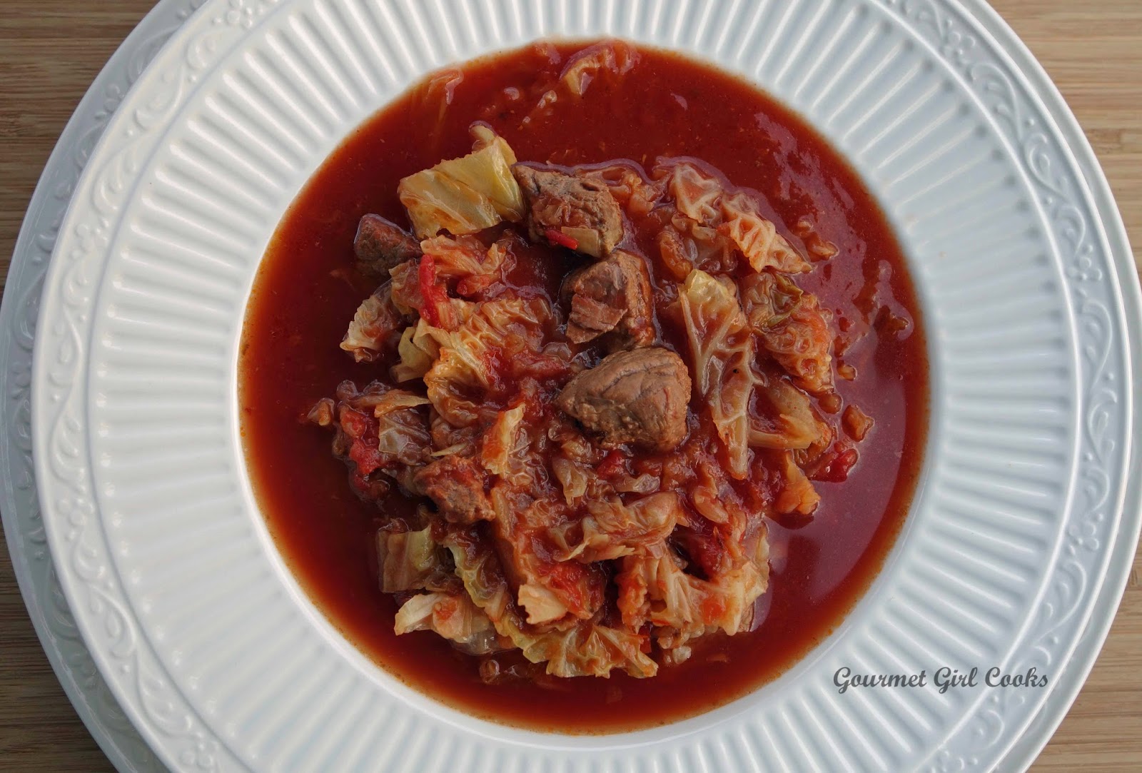 Gourmet Girl Cooks Spicy Beef & Cabbage Soup Slow Cooker Style
