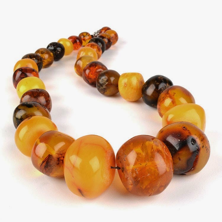 Antique Large Amber Nugget Beads Necklace