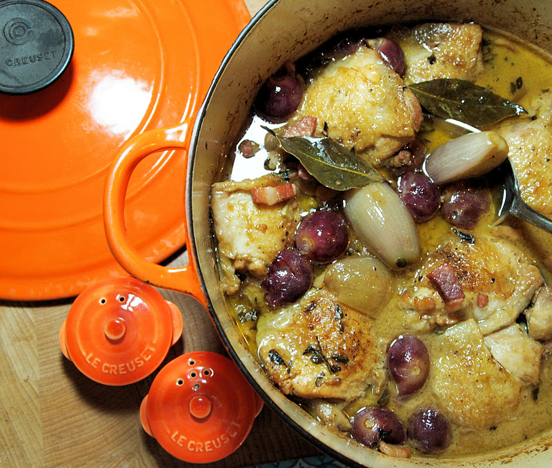 Le Creuset Guest Recipe Post Chicken with Black Grapes and Marsala Sauce