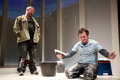 Production shot from Shoot the Crow’s 2012 run in the Grand Opera House, Socrates (Marty Maguire) and Petesy (Paddy Jenkins)