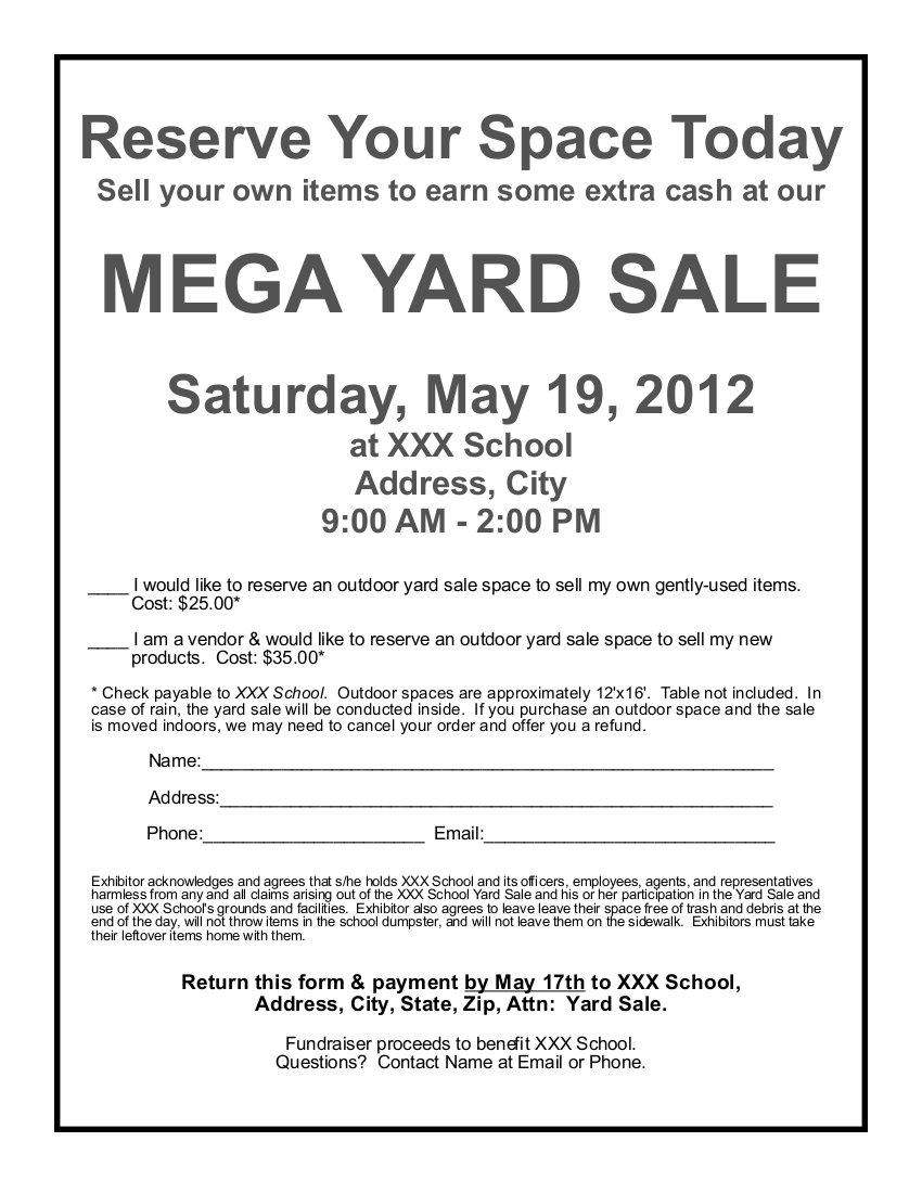 sample yard sale flyer