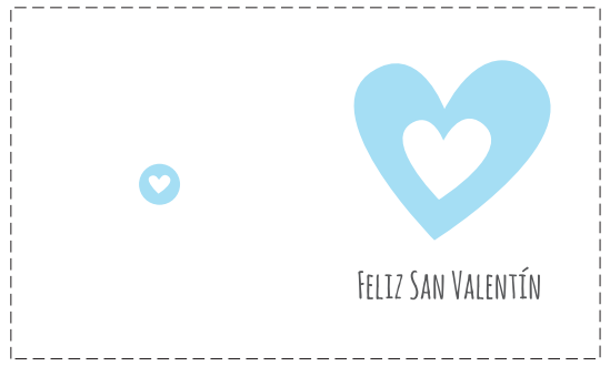 tarjeta San Valentí­n corazón azul horizontal