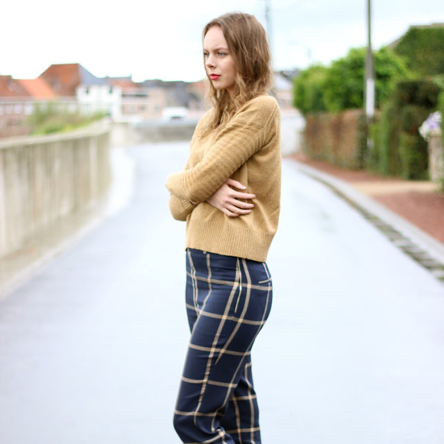 checked trousers fall outfit