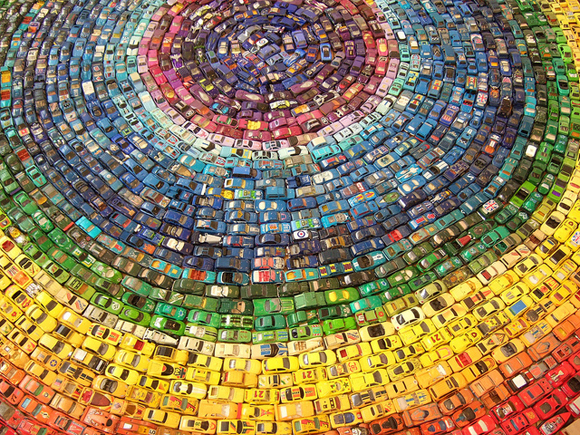 2,500 Toy Atlas Rainbow Art Car Installation 2,500 Toy Atlas Rainbow Art Car Installation