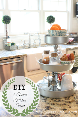 DIY 3 tiered kitchen stand tutorial from www.goldenboysandme.com