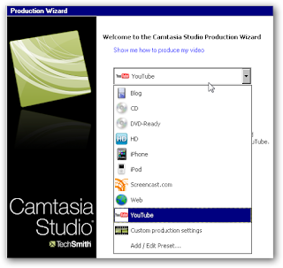 pilihan output camtasia studio 6