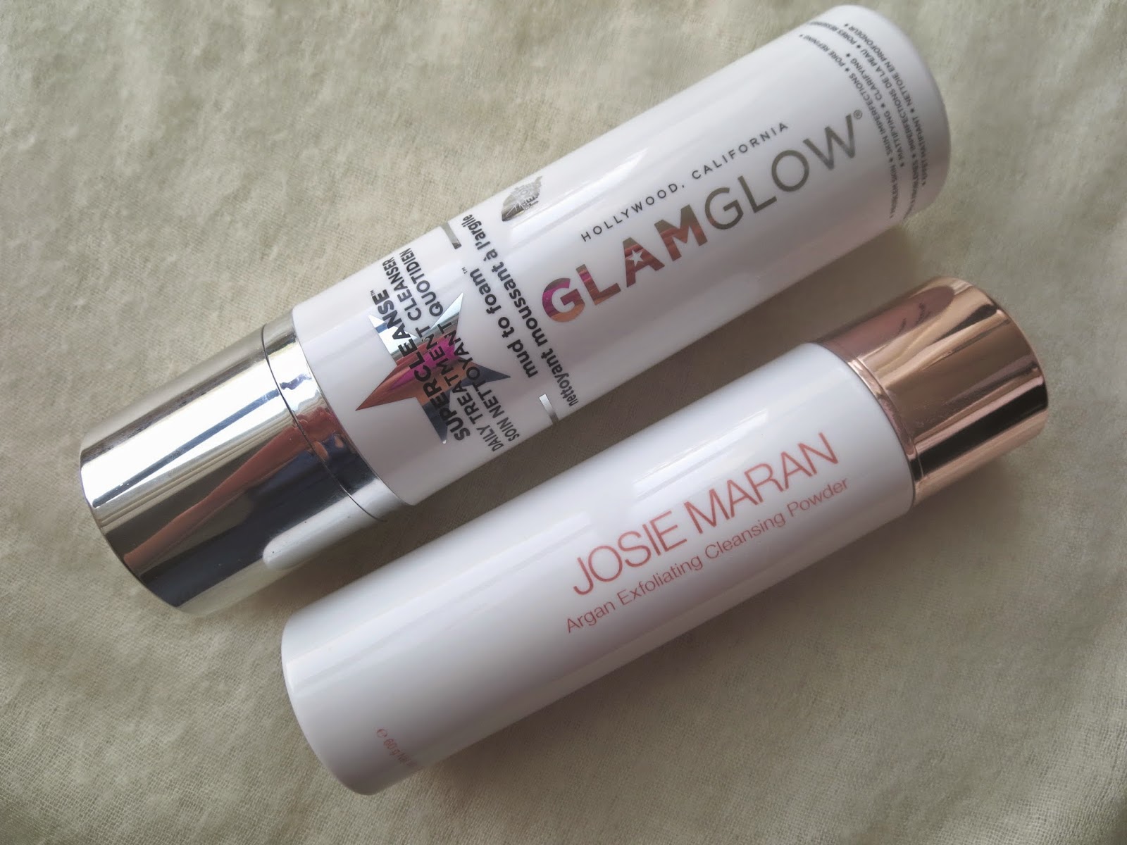 a picture of glamglow supercleanse daily clearing cleanser & josie maran argan exfoliating cleansing powder