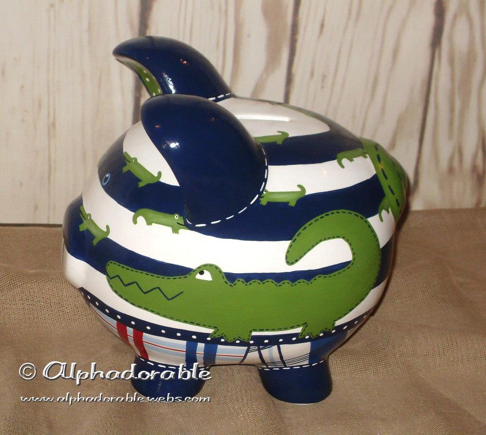Alphadorable Custom Piggy Bank To Match Pottery Barn S Alligator
