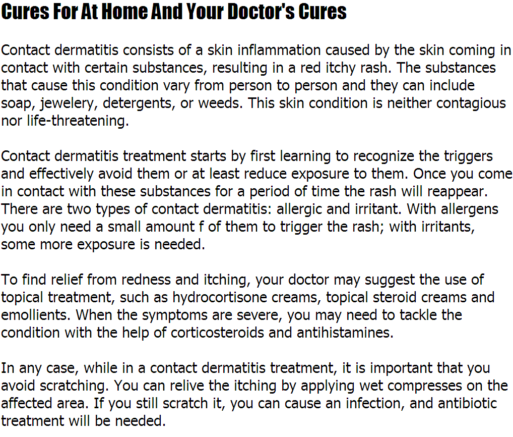 Eczema Remedy Contact Dermatitis Treatment Cures For At Home And