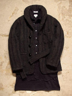 FWK by Engineered Garments "Shawl Collar Knit Jacket in Dk.Grey Cable Knit" Fall/Winter 2015 SUNRISE MARKET