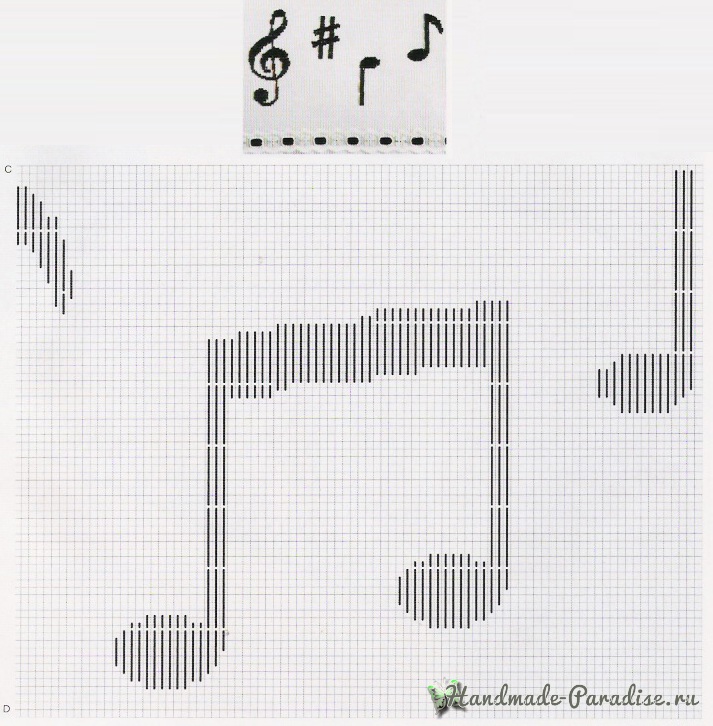 Вышивка нот на постельном белье