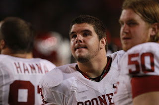 Ben Habern #61 of the Oklahoma Sooners at Floyd Casey Stadium on November 19, 2011 in Waco, Texas. (November 18, 2011 - Source: Ronald Martinez/Getty Images North America)