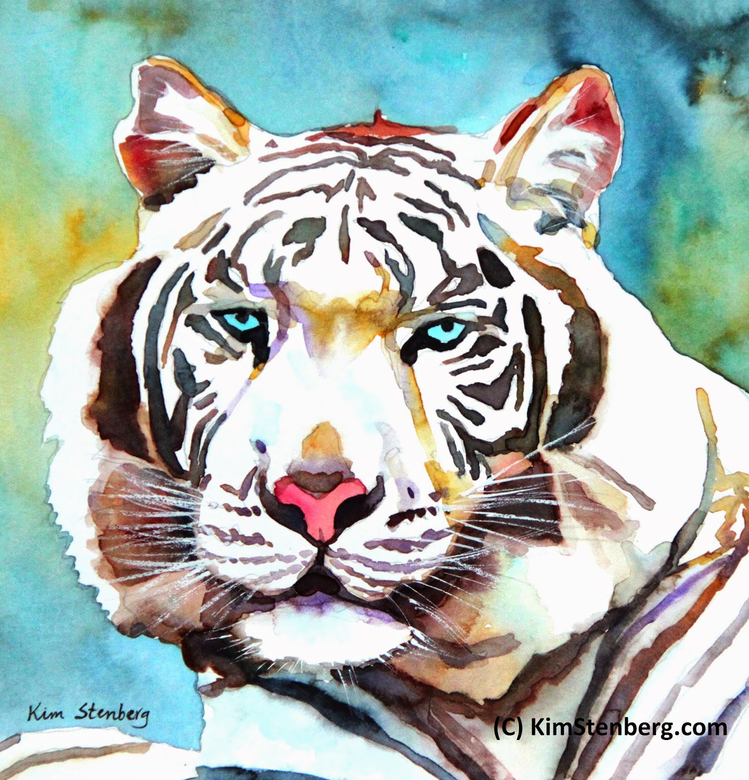 Kim Stenberg's Painting Journal: "White Tiger" (watercolor on paper; 8 ...