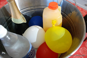 rainbow water balloons frozen to keep drinks cool
