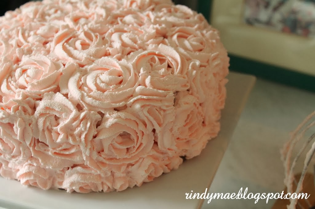 Rindy Mae 4 Layer Raspberry Cake With Whipped Cream Rosettes I Did That With The S Themed Birthday Cake Let Me Rephrase You Can Use Whipped Cream In A Pastry Bag To Pipe Onto Yep