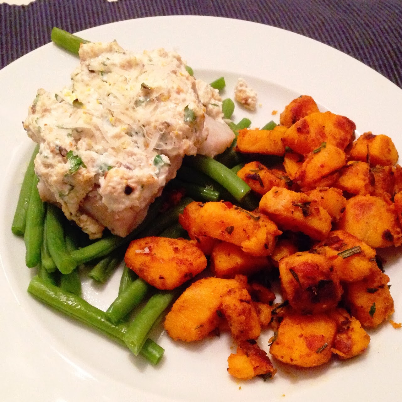 Healthy Living in Heels Fish Cuisine with Green Beans and Baked Sweet