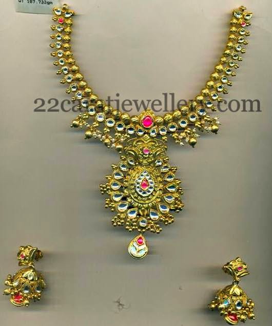 Polki Shimmer Gold Beads Set Jewellery Designs
