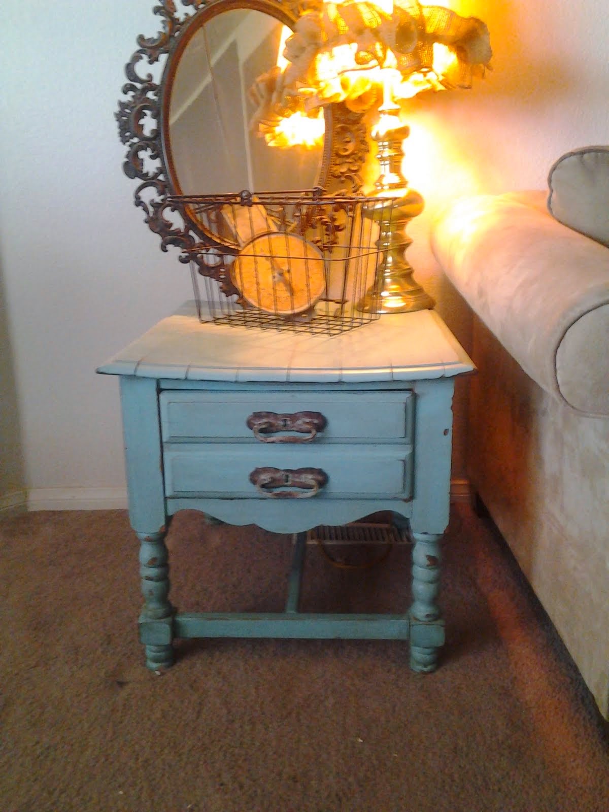 Duck egg blue  end table $sold
