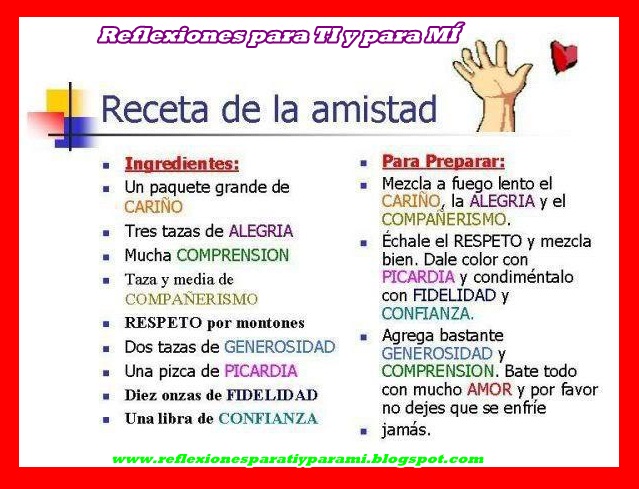 Imagenes De Recetas Espirituales | reflexiones para ti y para m 205 receta de la amistad Imagenes De Recetas Espirituales | reflexiones para ti y para m 205 receta de la amistad