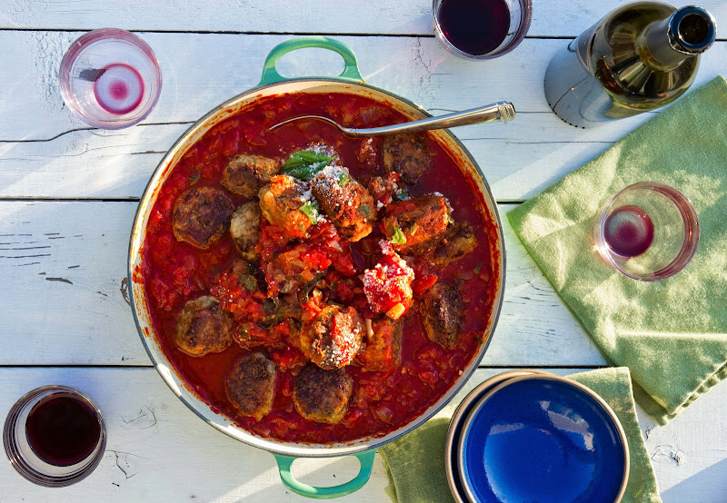 Bon Appétempt Eggplant and Porcini (Meatless) Meatballs in Tomato Sauce