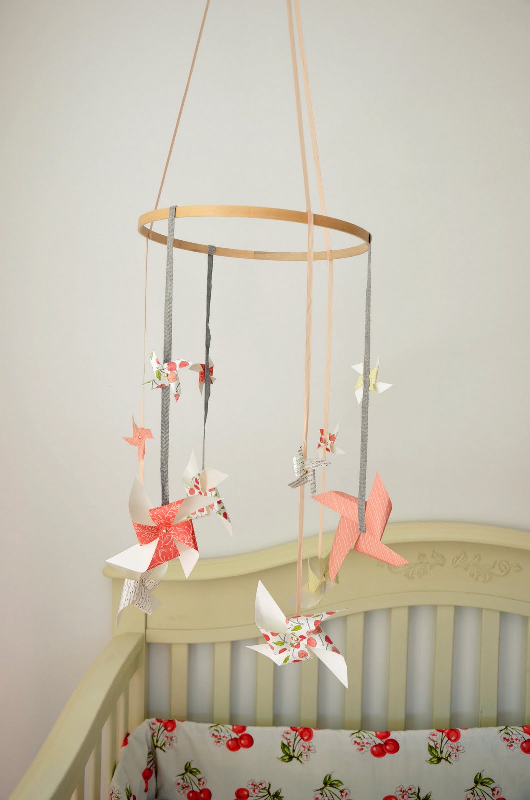 Johnny and Ashley homemade pinwheel crib mobile