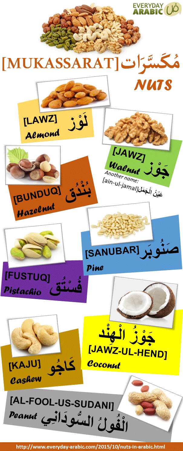 Types of Nuts in Arabic