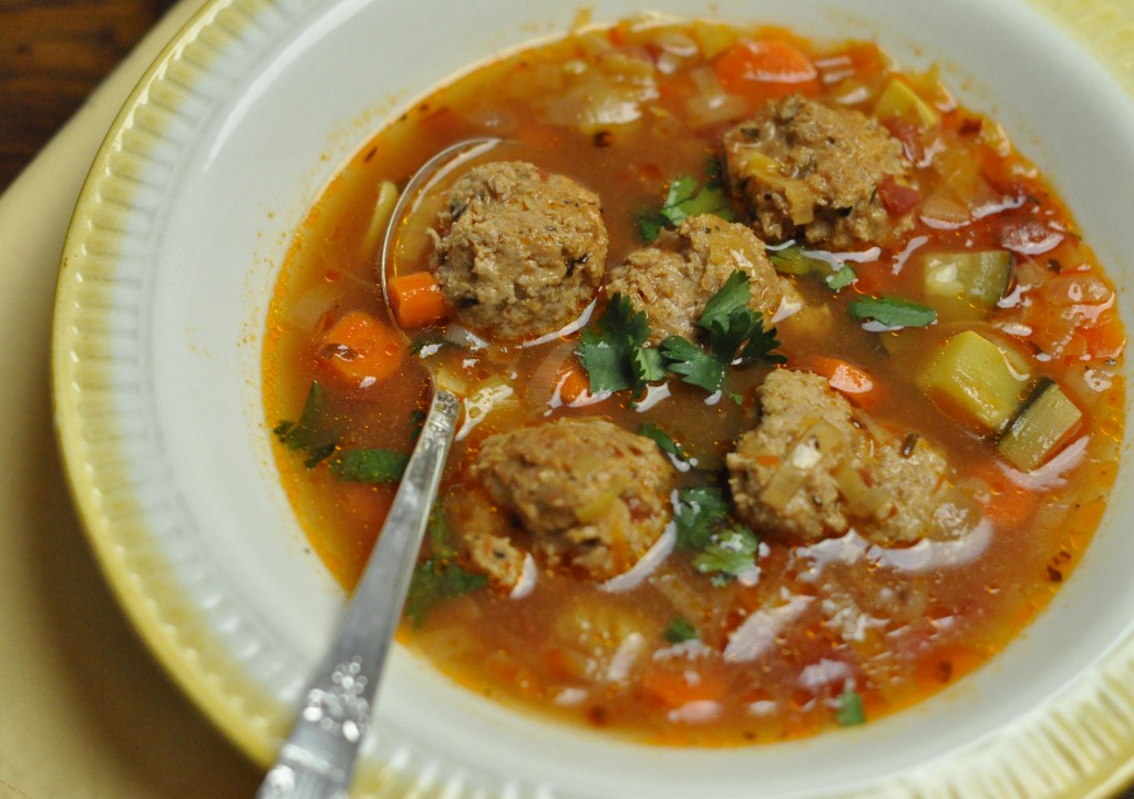 International food blog Latin slow Cooker Mexican Meatball Soup from