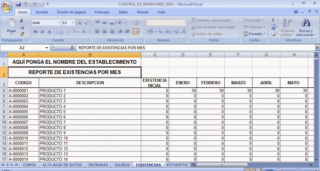 plantilla en excel para control de inventario control de kardex