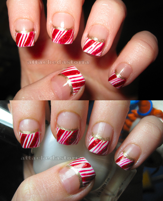 Attackedastoria Nails Candy cane tips