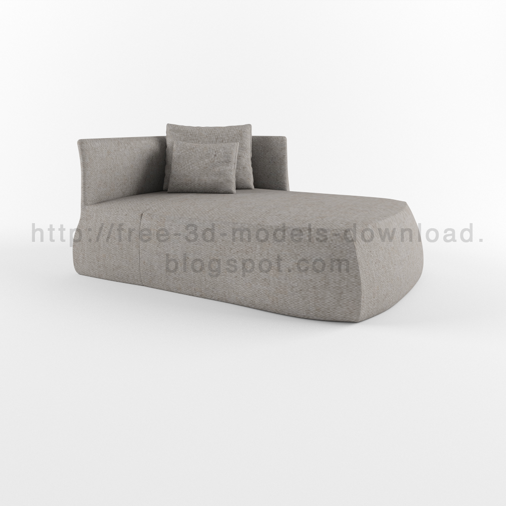 3d модель, 3d model, b&b, Fat sofa, free download, furniture, grey, кушетка, скачать бесплатно, couch, Italia