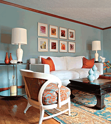 Orange Blue Bedroom