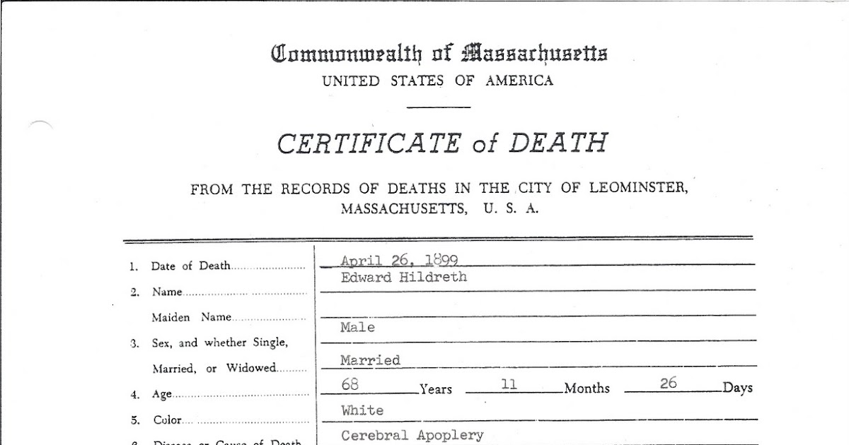 genea musings treasure chest thursday post 76 edward death certificate sample