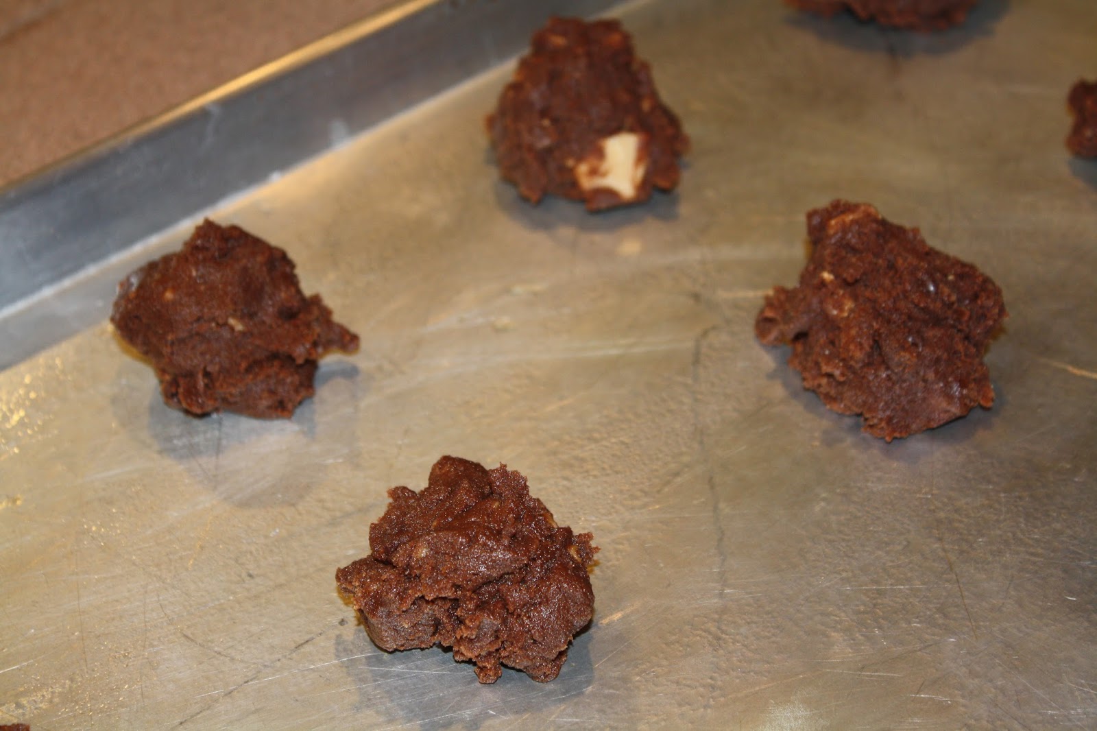 Ever So Sweet Double Chocolate Heath Bar Cookies with Salted Caramel