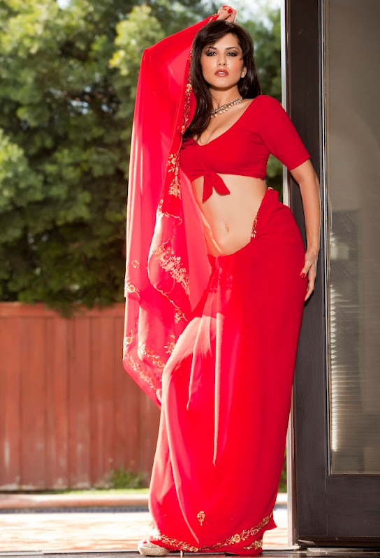 Gsv Pics - Photos with Poetry: Jism-2 Hot Beauty Sunny Leone Red Saree