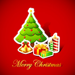 クリスマス素材の切り絵風背景 Christmas trees, bells, decorations background イラスト素材