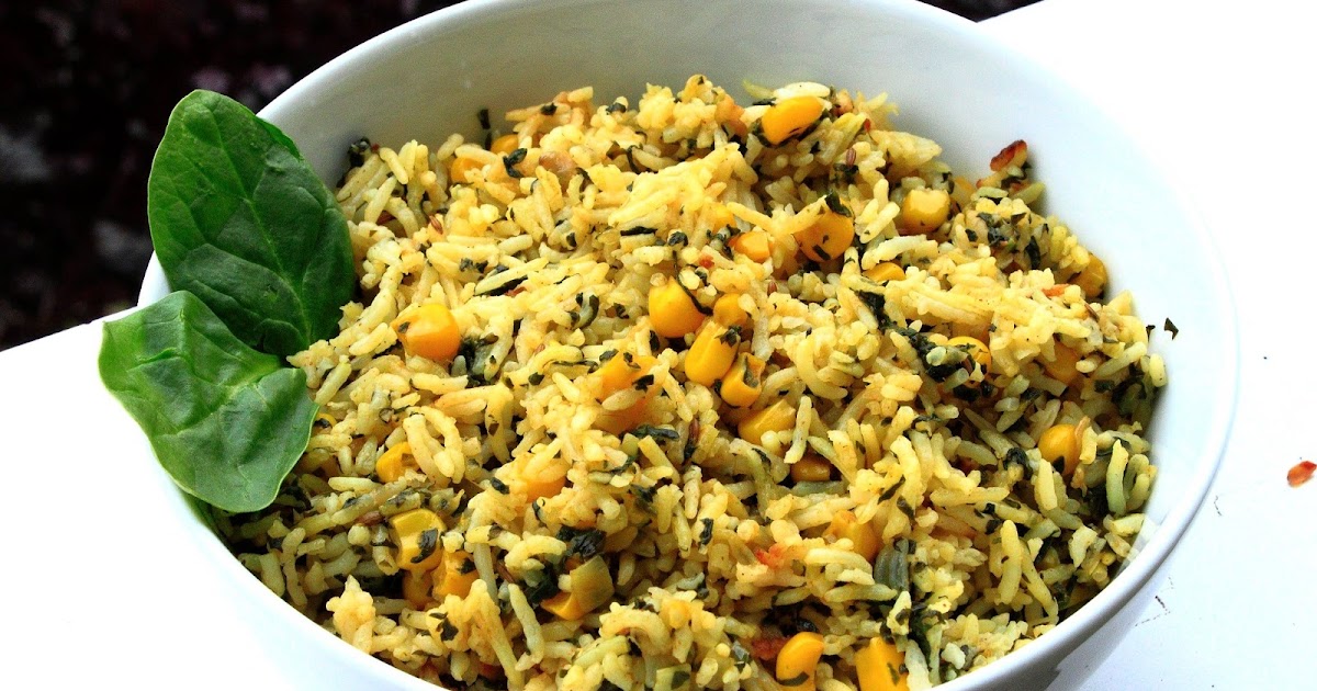 Chitra's Cuisine Spinach and Corn Pulao/Spinach Rice