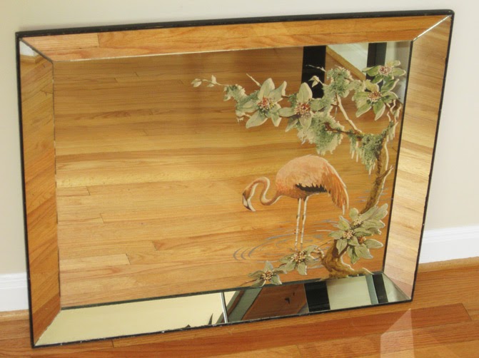 Gotcha Modern! Large 1950s Pink Flamingo Mirror