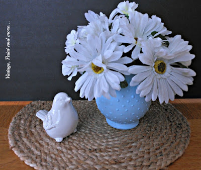 Vintage, Paint and more... DIY blue hobnail glass from a Dollar Tree vase